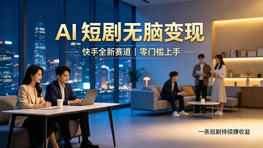 付费资源别乱找副业了，快手 AI 短剧零门槛长久被动增收